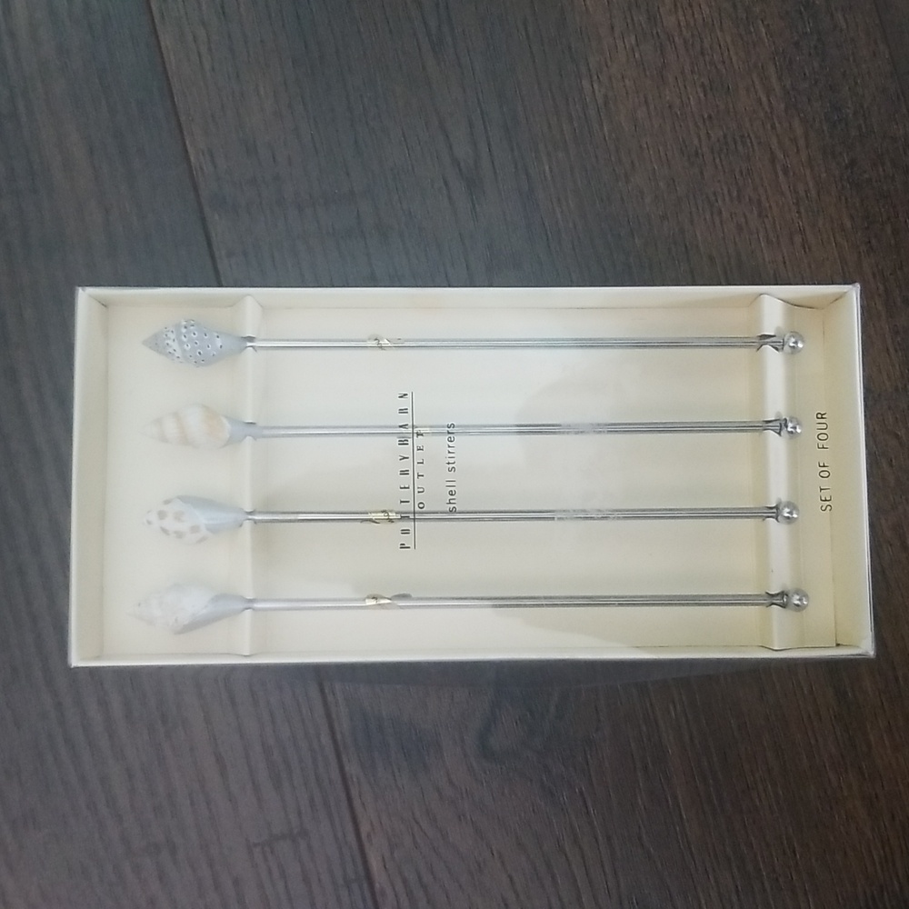 Set of 4 Pottery Barn seashell stirrers